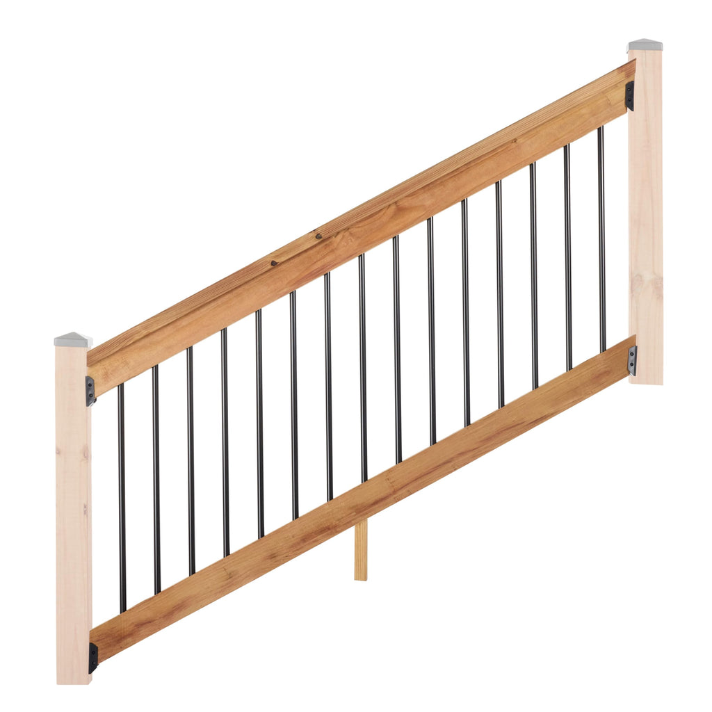 6 ft. Southern Yellow Pine Stair Rail Kit with Black Balusters T390
