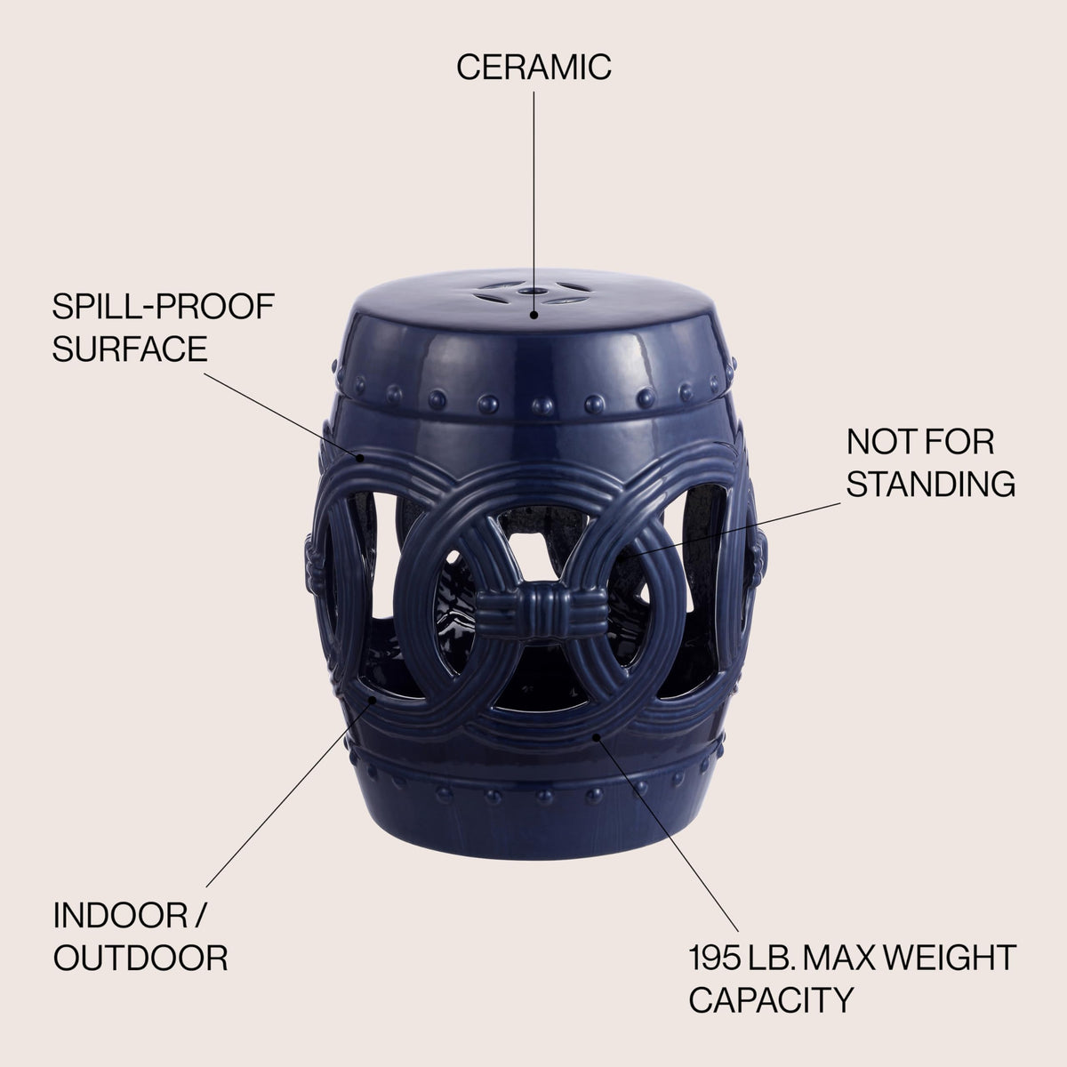 Navy Ceramic Garden Stool Side Table X297