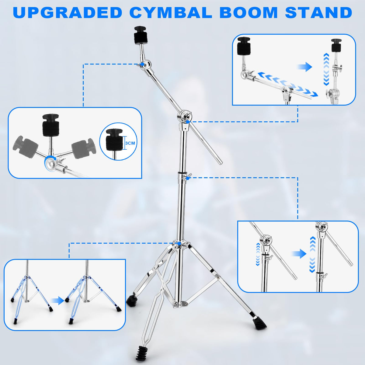 Adjustable 2 Pack Cymbal Boom Stand F4193