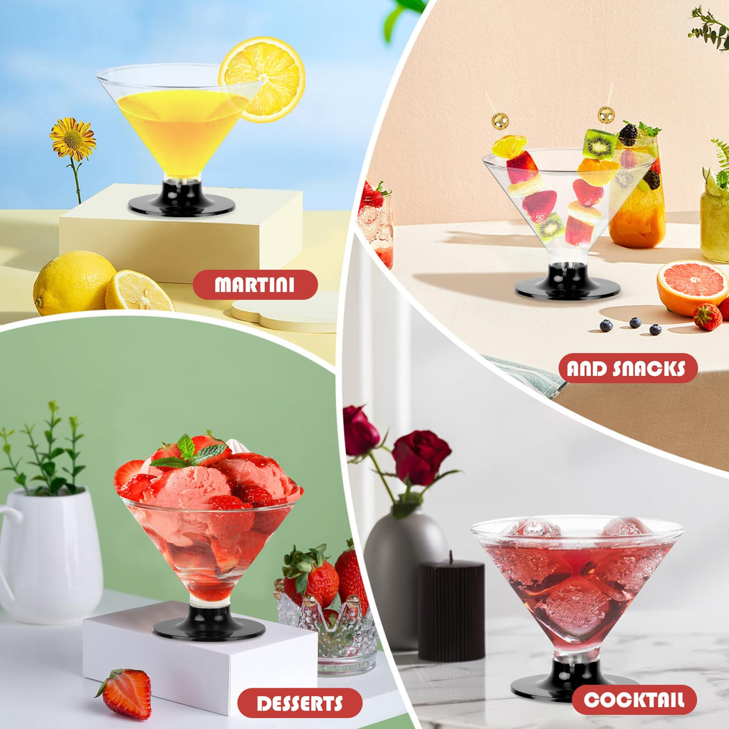 25 PCS 5oz Clear Plastic Martini Glasses E65345