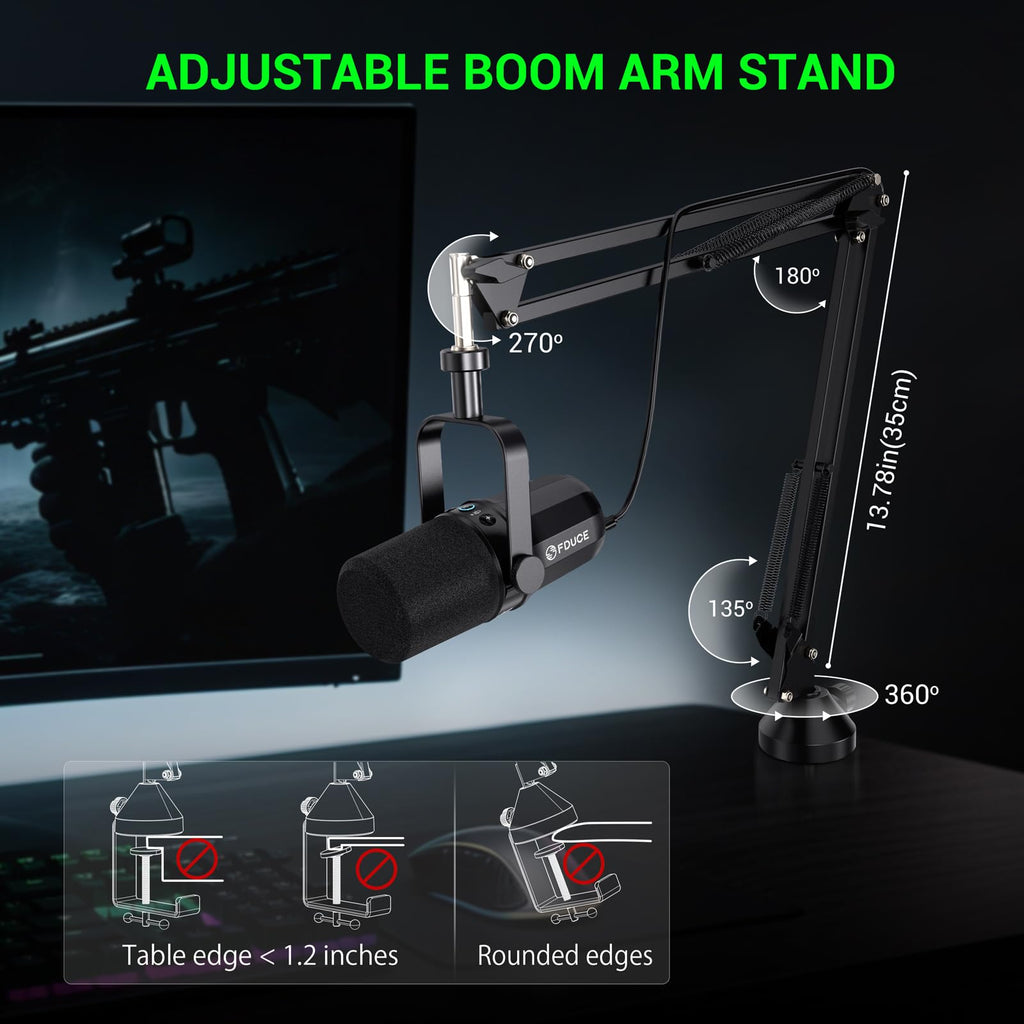 USB/XLR Dynamic Microphone Kit with Boom Arm Q627