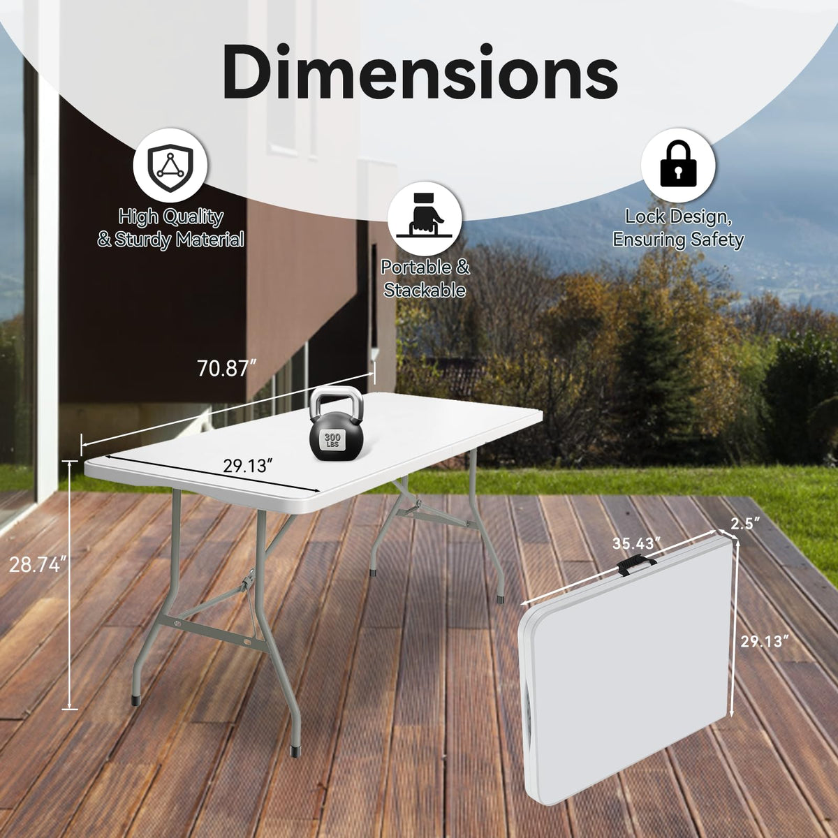 6FT White Folding Table A532154