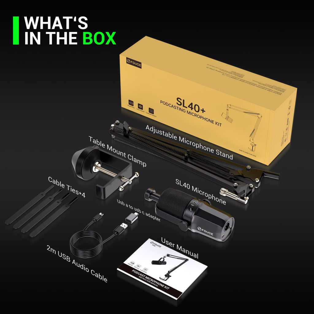 USB/XLR Dynamic Microphone Kit with Boom Arm Q627