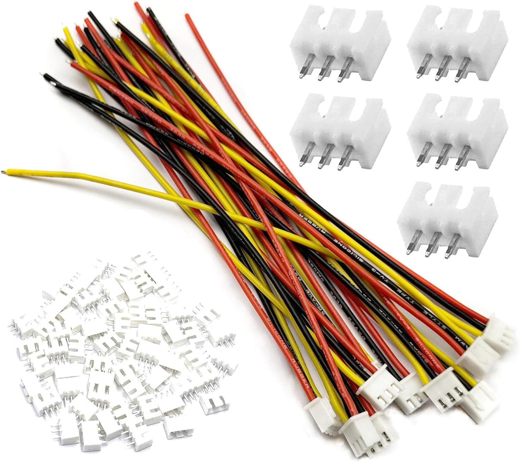 50Pcs 25Pairs JST-XH Connector Kit 2.54mm 3 Pin Male Female with Flat Wire Cable 300mm A64327