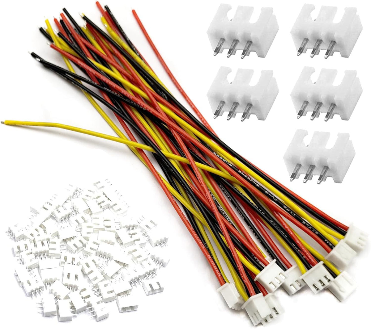50Pcs 25Pairs JST-XH Connector Kit 2.54mm 3 Pin Male Female with Flat Wire Cable 300mm A64327