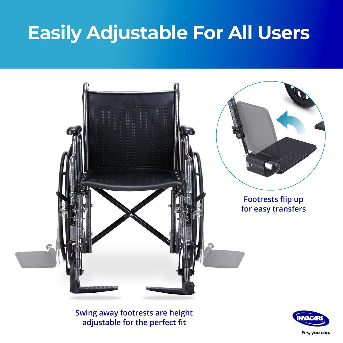 Portable Folding Lightweight Manual Wheelchair 18 Inch Seat K923