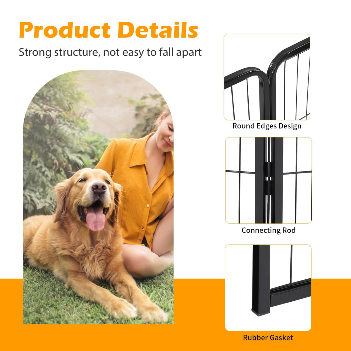16 Panel 24 Inch Black Metal Dog Playpen B447069
