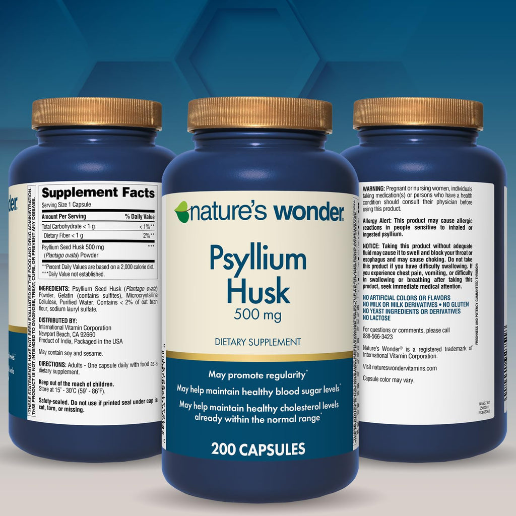 Psyllium Husk 500 mg Capsules 200 Count T44463