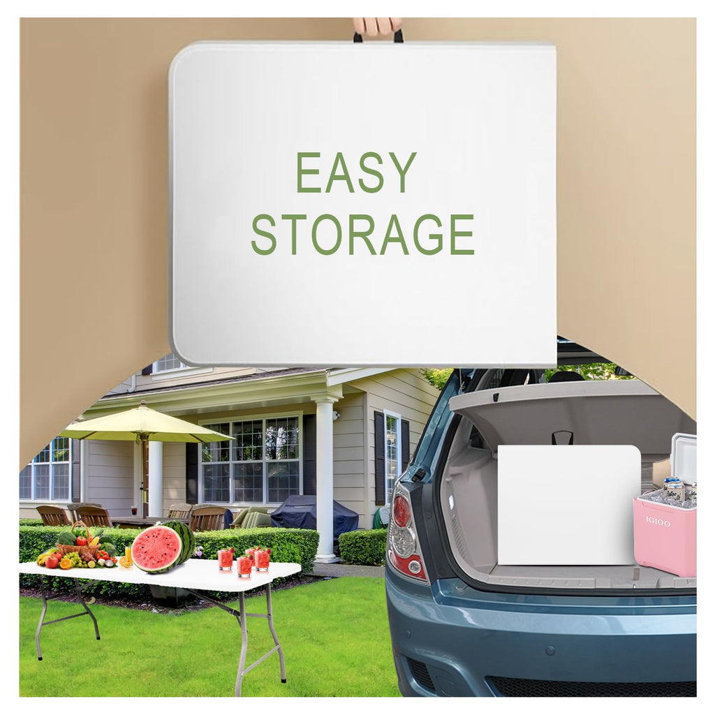 6FT Plastic Folding Table with Lock and Handle L613