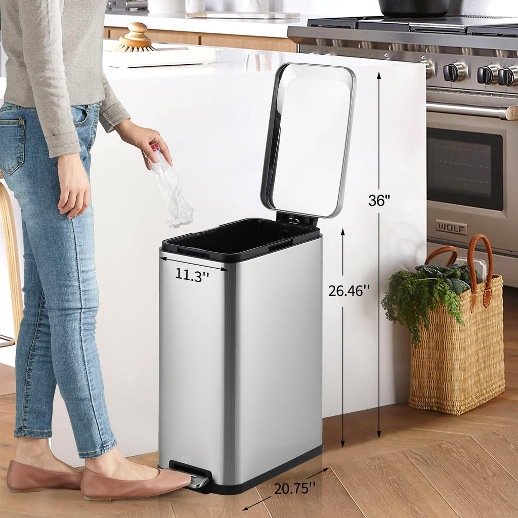13 Gallon Stainless Steel Slim Kitchen Trash Can V521611