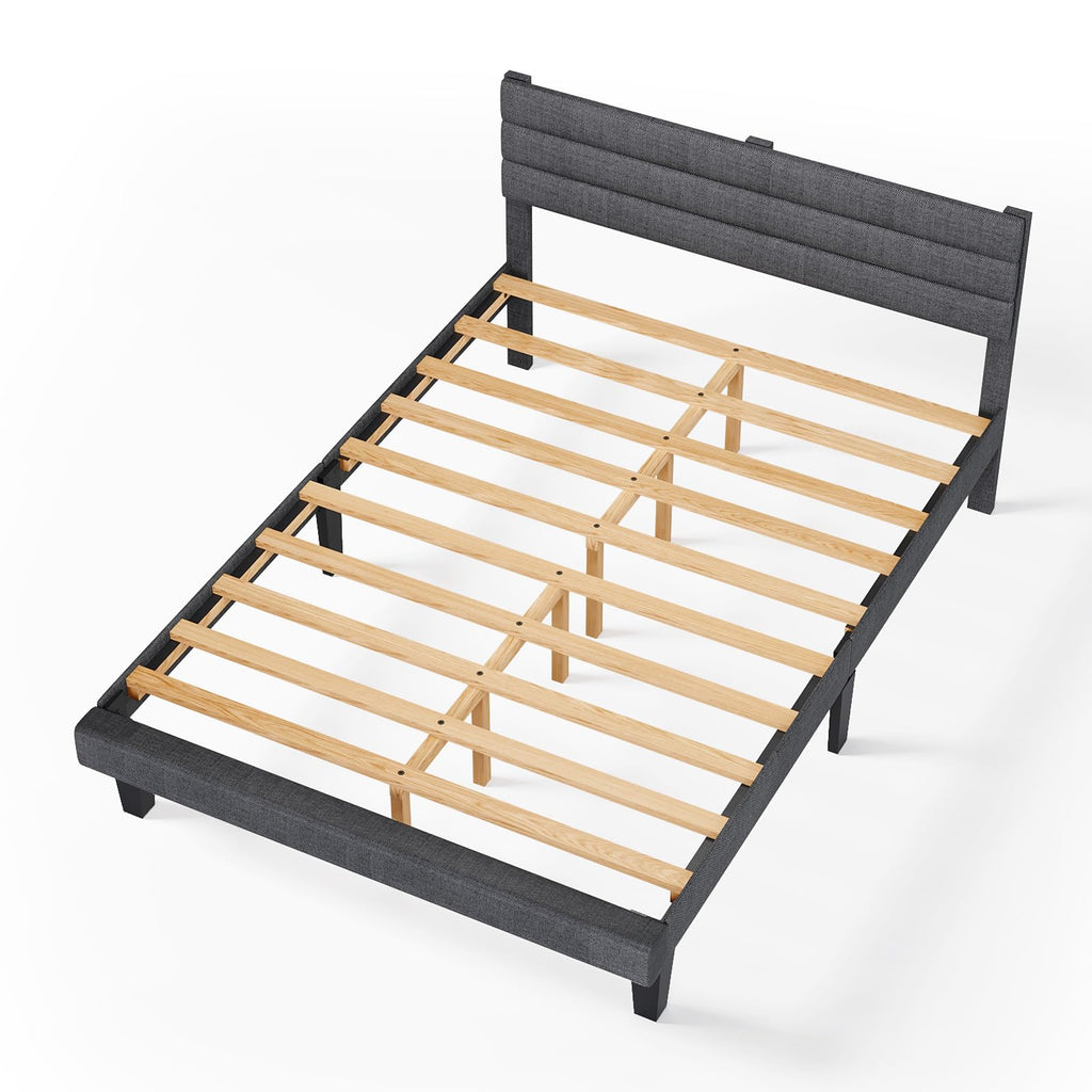 Queen Size Linen Fabric Upholstered Platform Bed Frame N89872