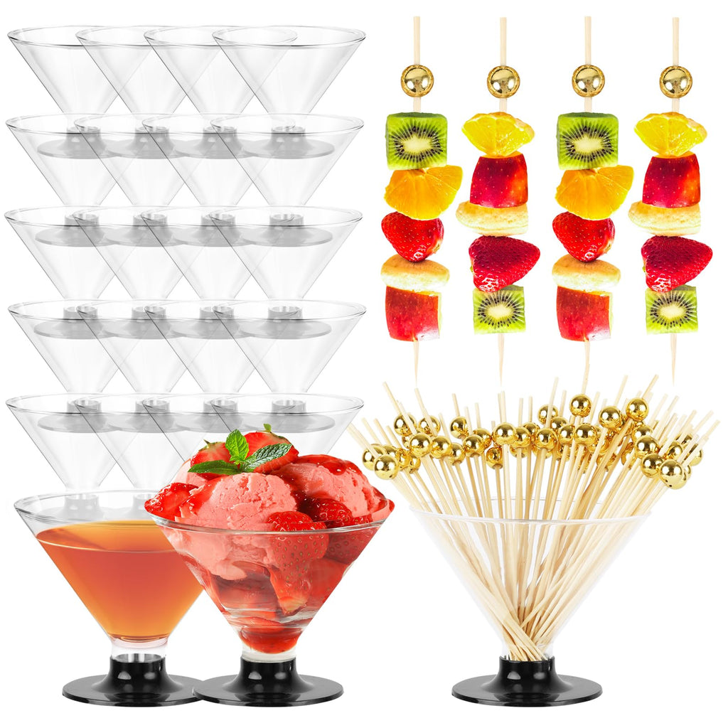 25 PCS 5oz Clear Plastic Martini Glasses E65345