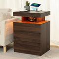Rustic Brown 3 Drawer Nightstand with Wireless Charging Station X184