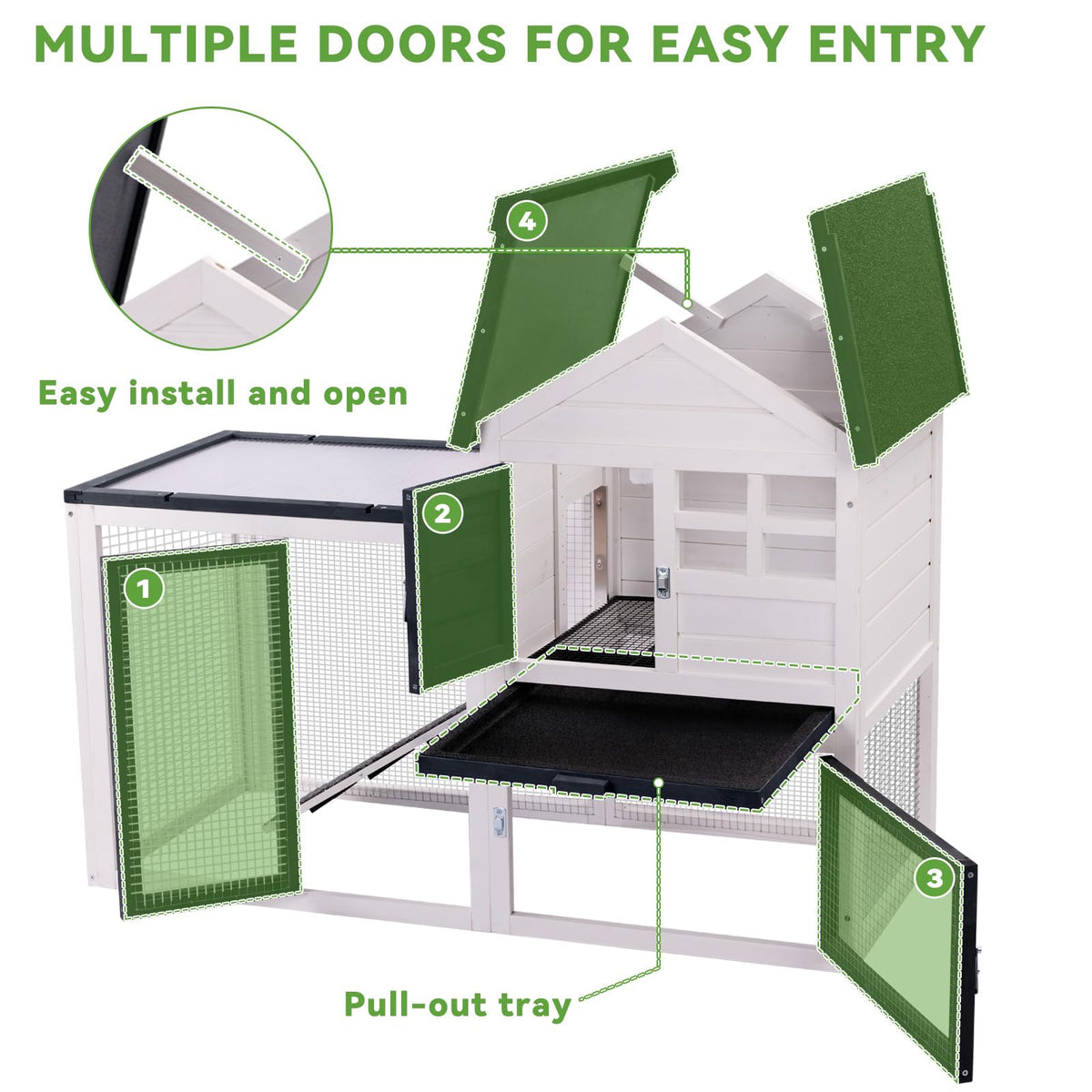 Rabbit Hutch Bunny Cage with Mesh Floor U369610