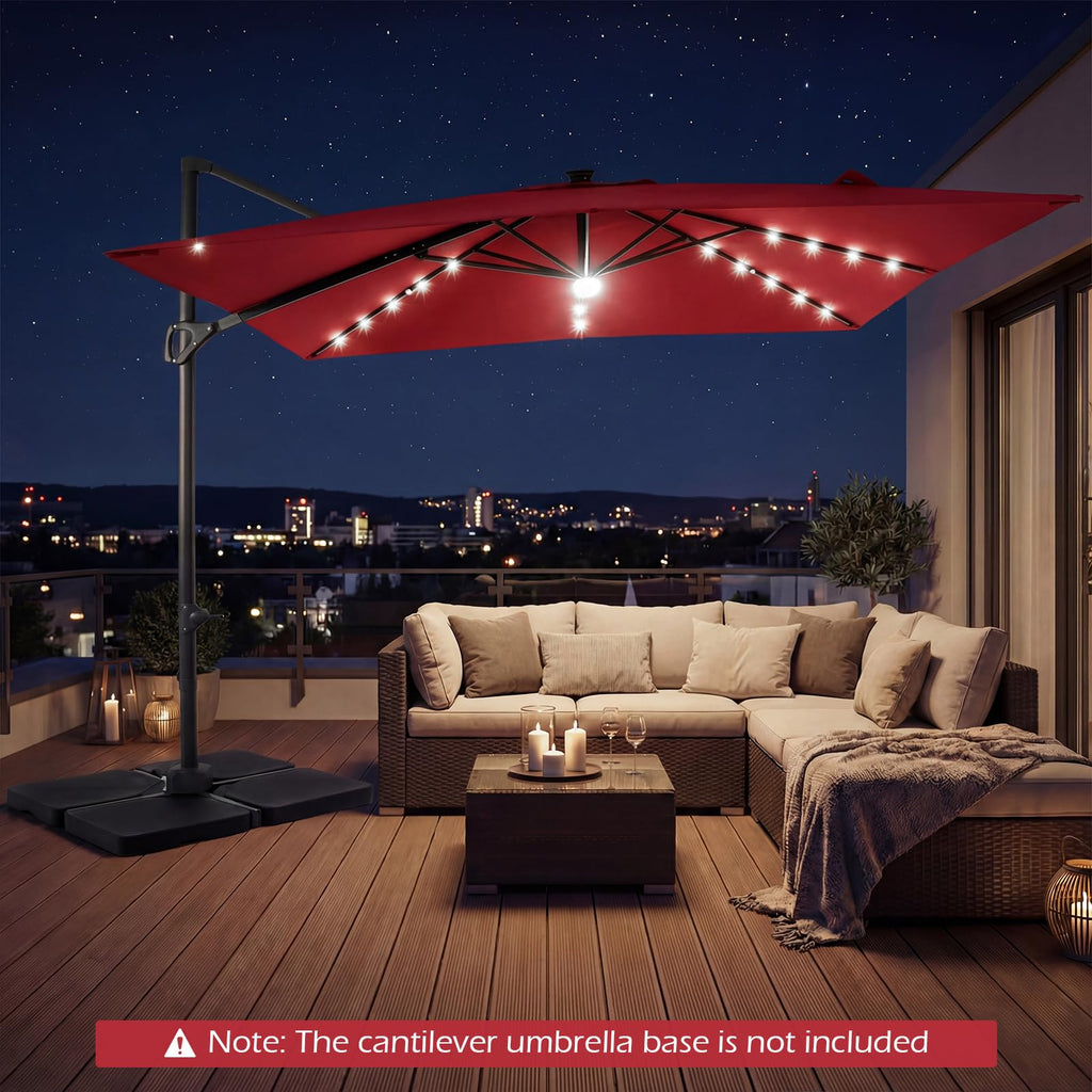 10ft Solar LED Patio Umbrella with Aluminum Pole J837425