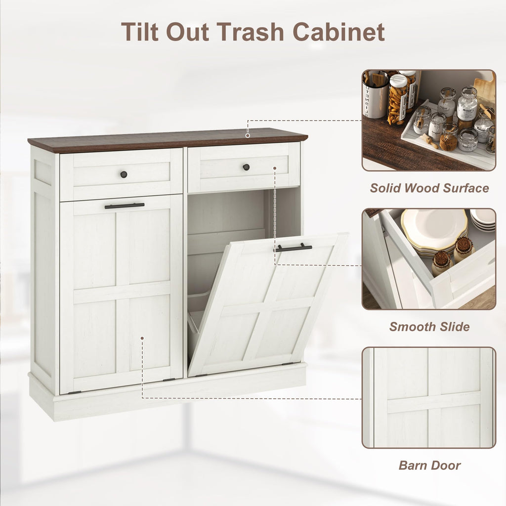 13 Gallon Double Tilt-Out Trash Can Cabinet F468
