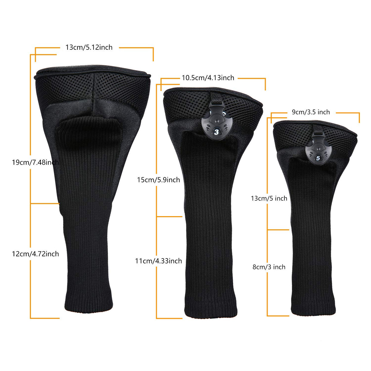 Black Golf Club Head Cover 3 Pcs N438731