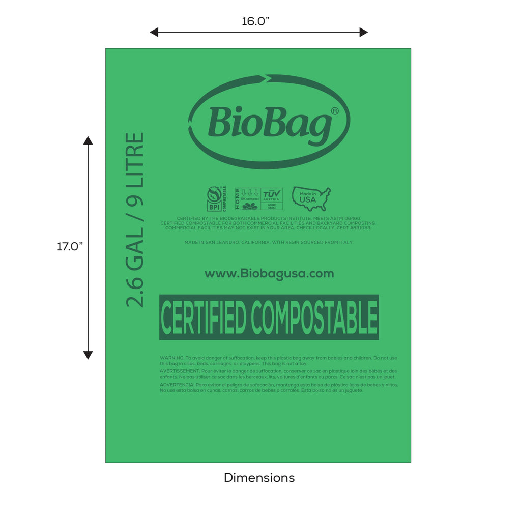 2.6 Gallon Compostable Food Scrap Bags 100 Count W72170