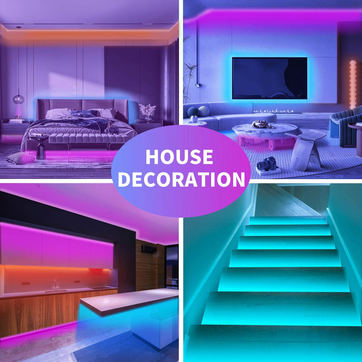 100ft RGB Music Sync Color Changing Led Strip Lights K648