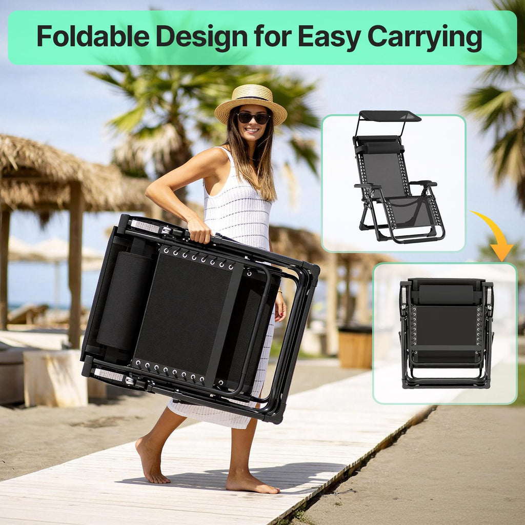 Zero Gravity Reclining Camping Chair with Canopy A3381