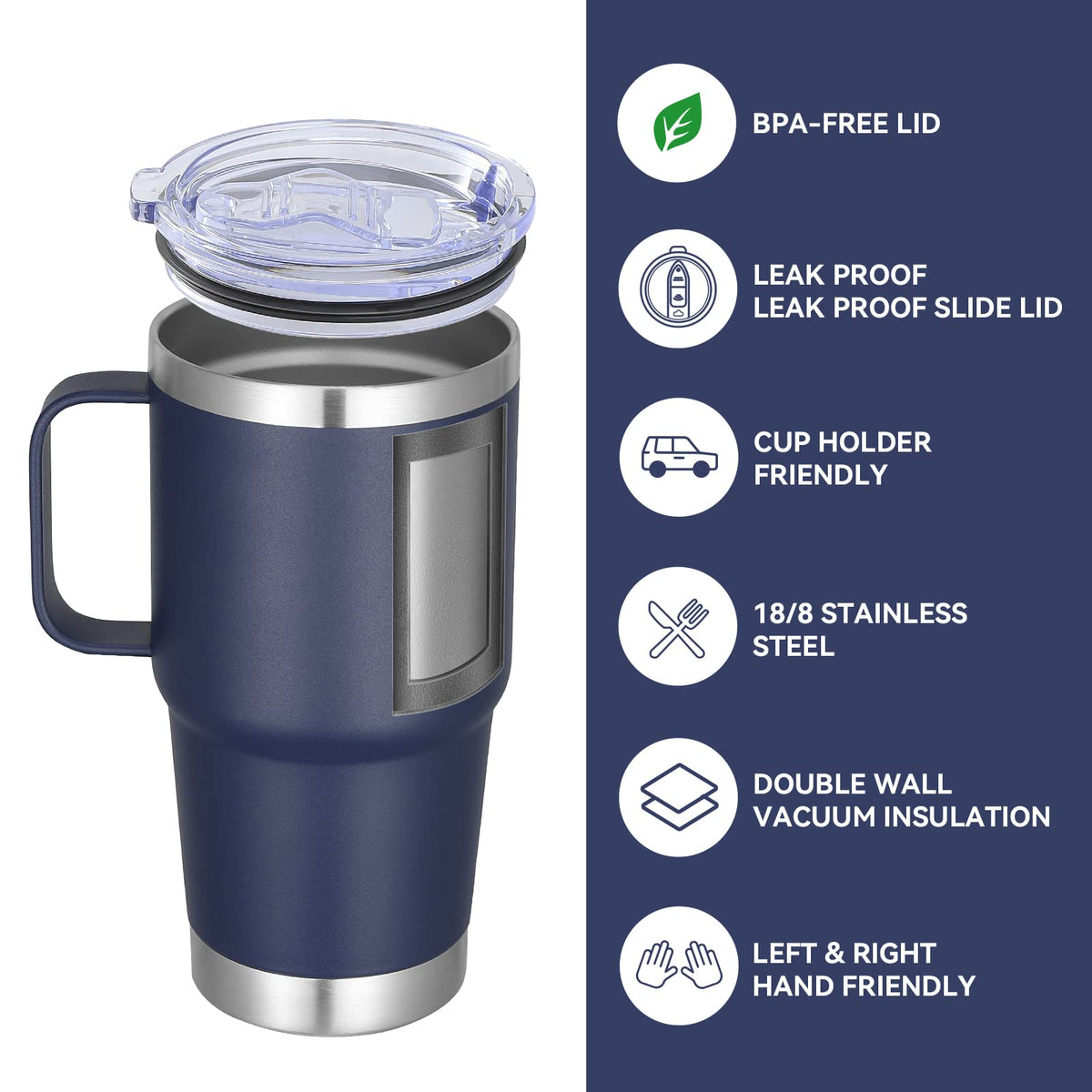 20 oz Stainless Steel Insulated Tumbler with Handle Lid and Straw I5235