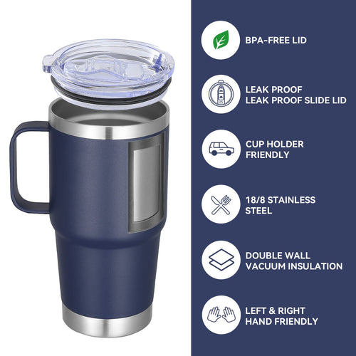 20 oz Stainless Steel Insulated Tumbler with Handle Lid and Straw I5235