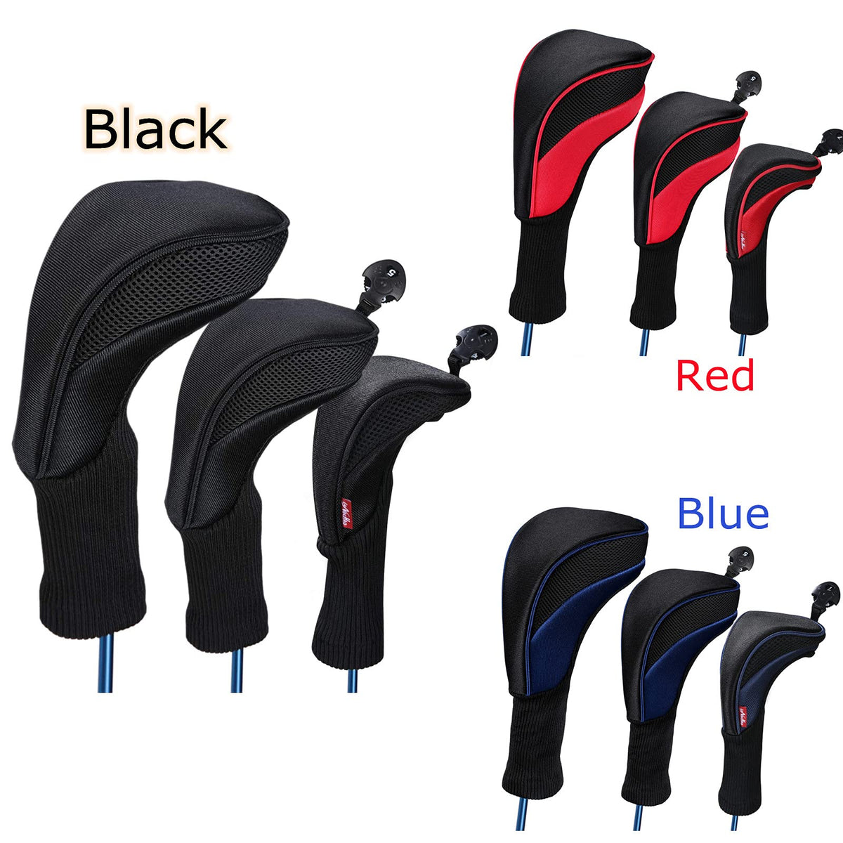 Black Golf Club Head Cover 3 Pcs N438731