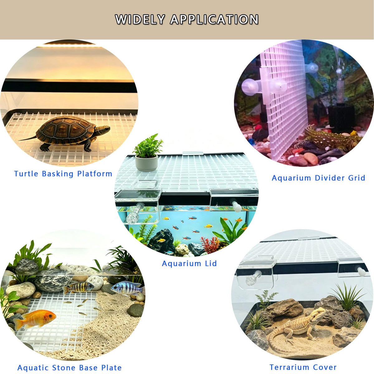 Aquarium Cover Kit 6 Customizable Plastic Grid Lid with Clips Y726236