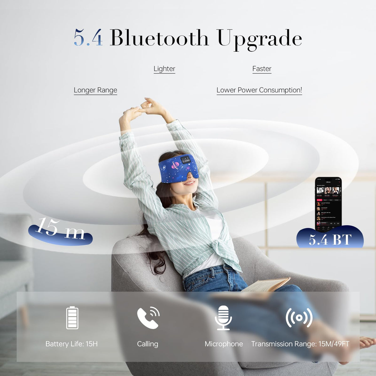 Sleep Mask with Bluetooth Headphones and Silk Sleep Mask Z939507