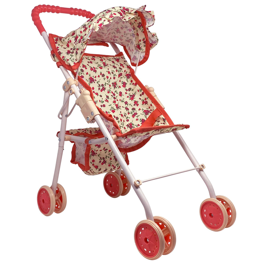 Baby Doll Stroller with Storage Basket, Foldable Frame, Canopy, Seatbelt N695653