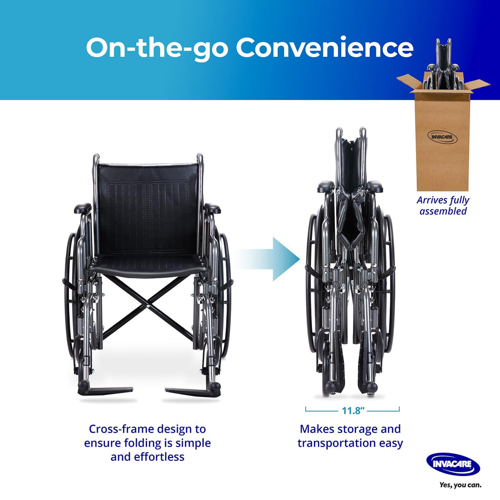 Portable Folding Lightweight Manual Wheelchair 18 Inch Seat K923