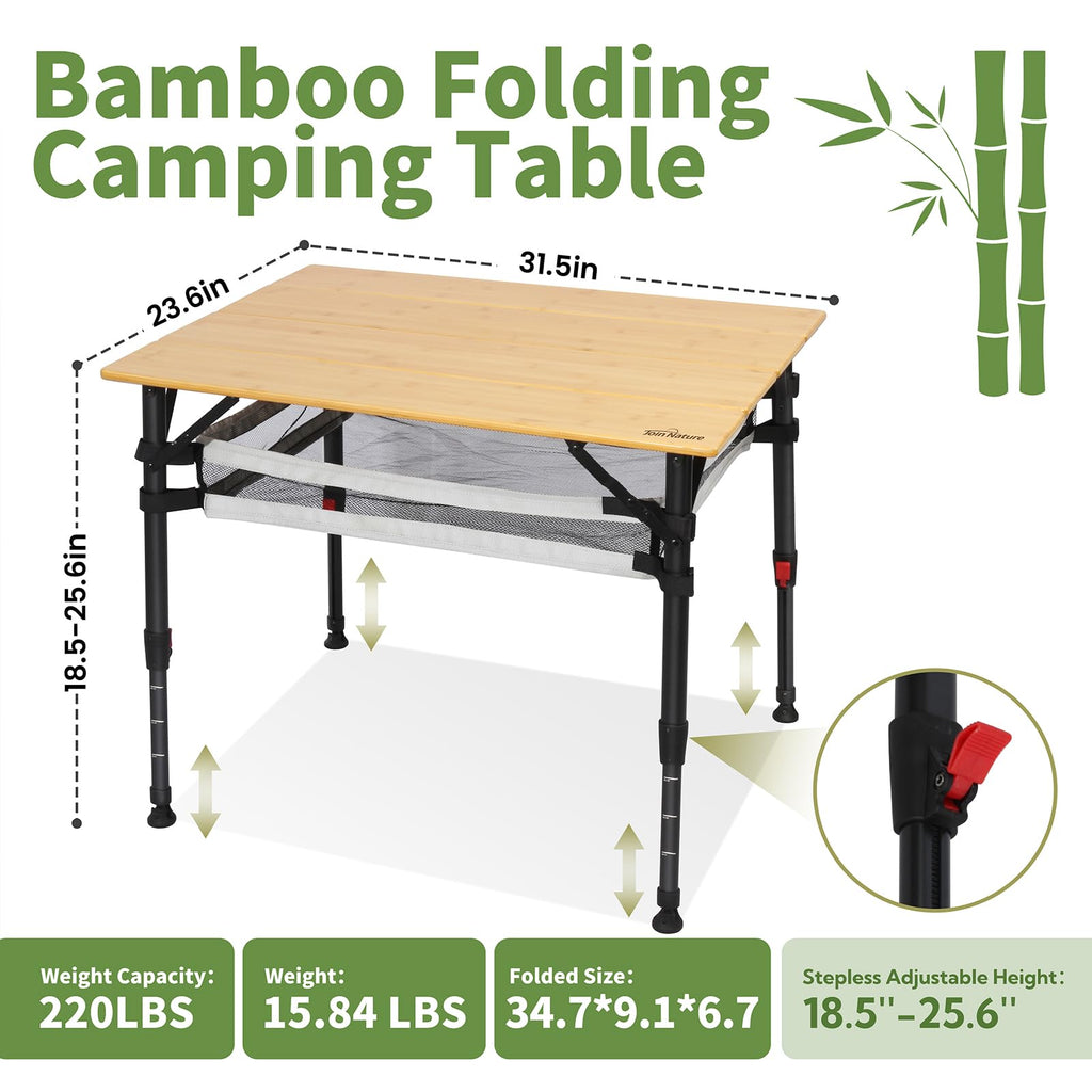Bamboo Aluminum Folding Camping Table M32633