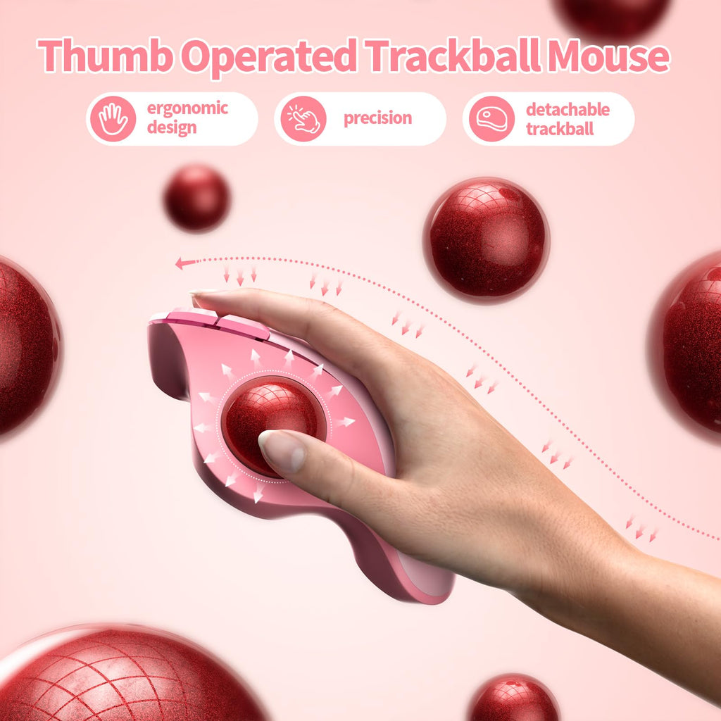 Wireless Ergonomic Pink Trackball Mouse B973085