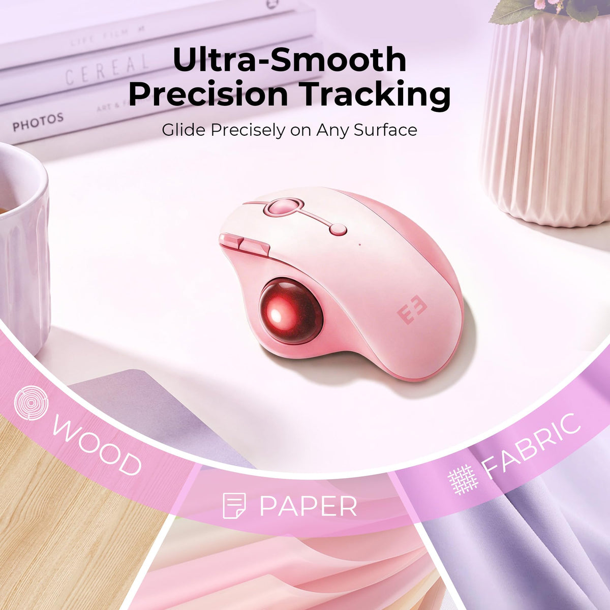 Wireless Ergonomic Pink Trackball Mouse B973085