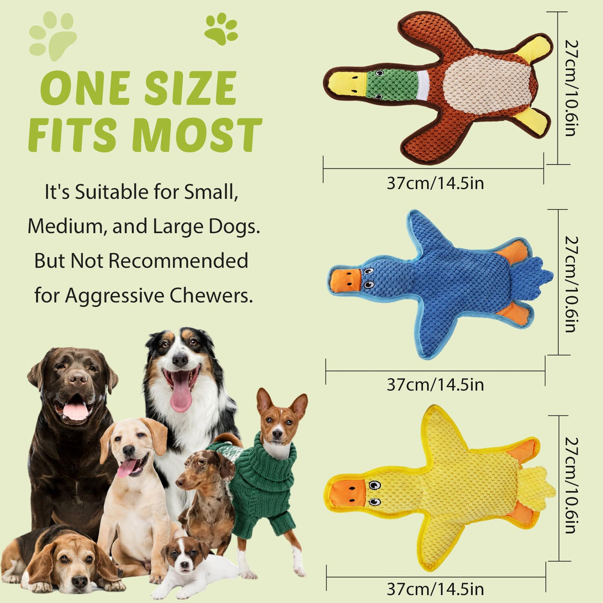 3-Pack No-Stuffing Squeaky Crinkle Dog Chew Toy M1528
