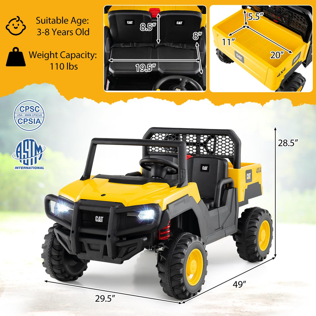Yellow 24V Kids Ride on Dump Truck with Remote Control V9684
