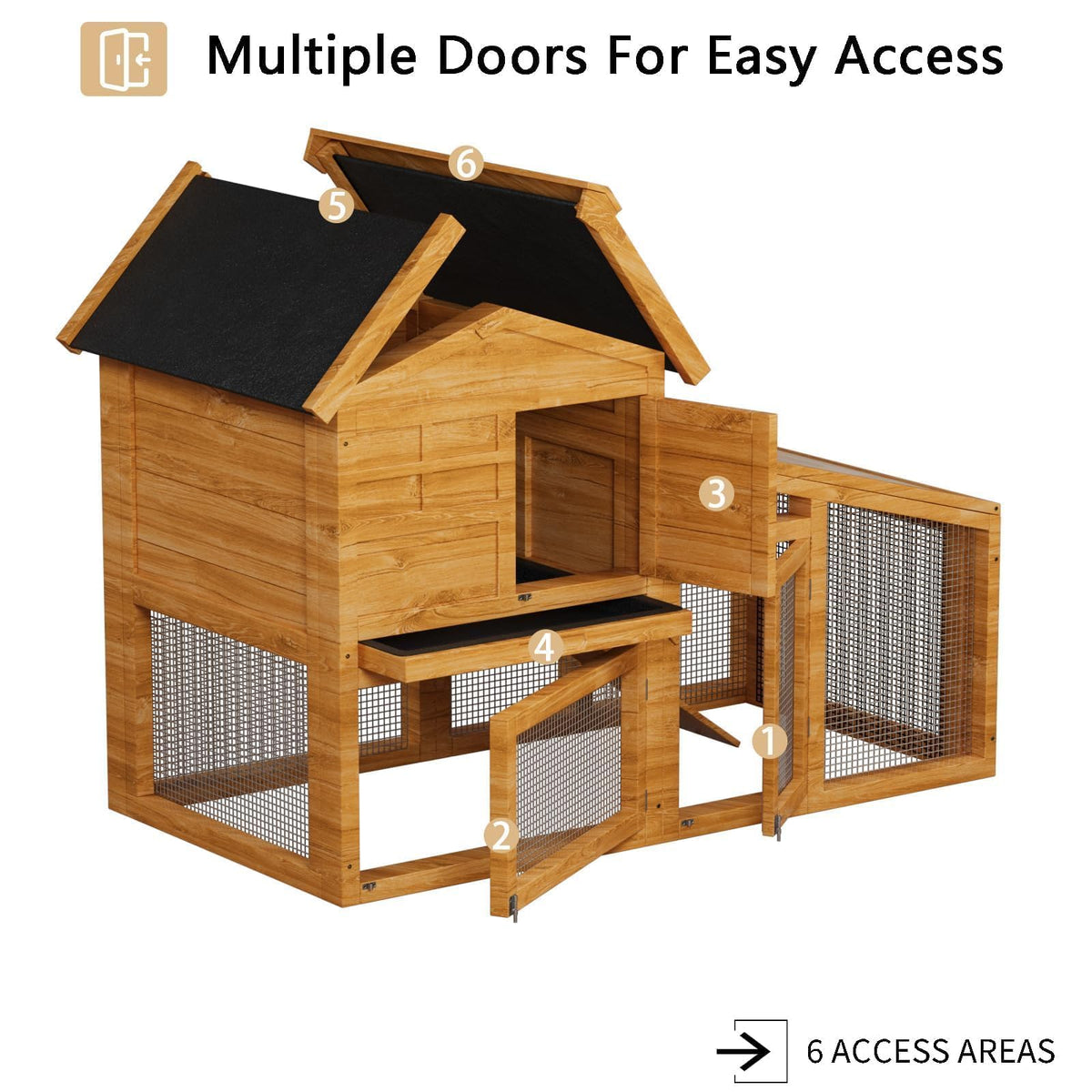 2-Tier Wooden Small Animal Cage with Non-Slip Ramp D2582