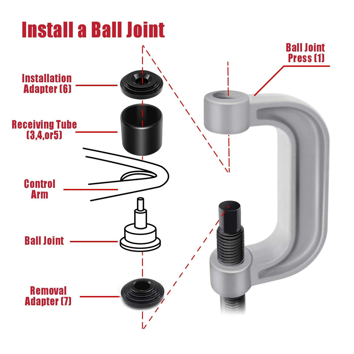 4 in 1 Ball Joint Service Tool Kit 2WD & 4WD X53253