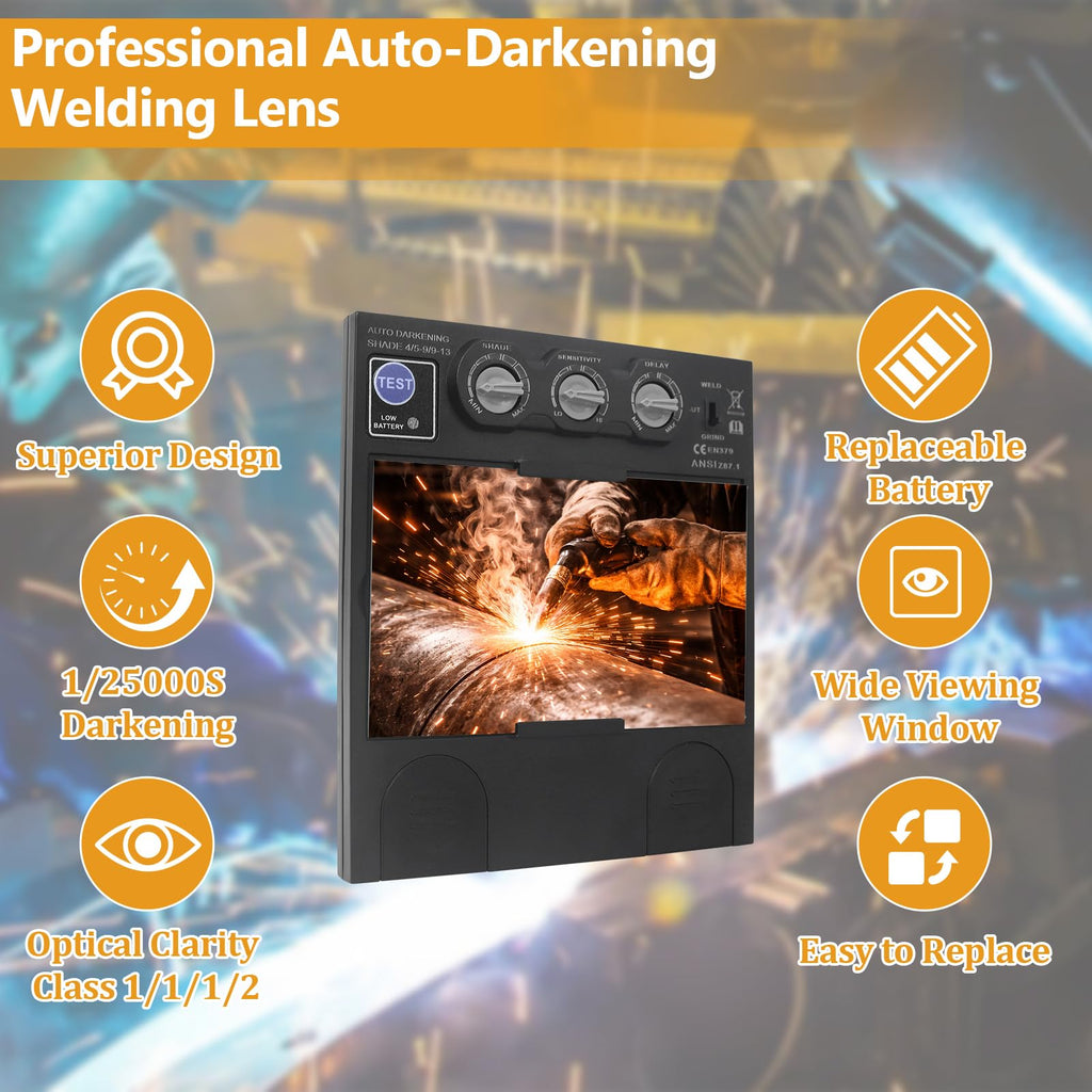 Auto Darkening Welding Lens 5.24" x 4.49" x 0.39" Shade 4/5-13 True Color Q486