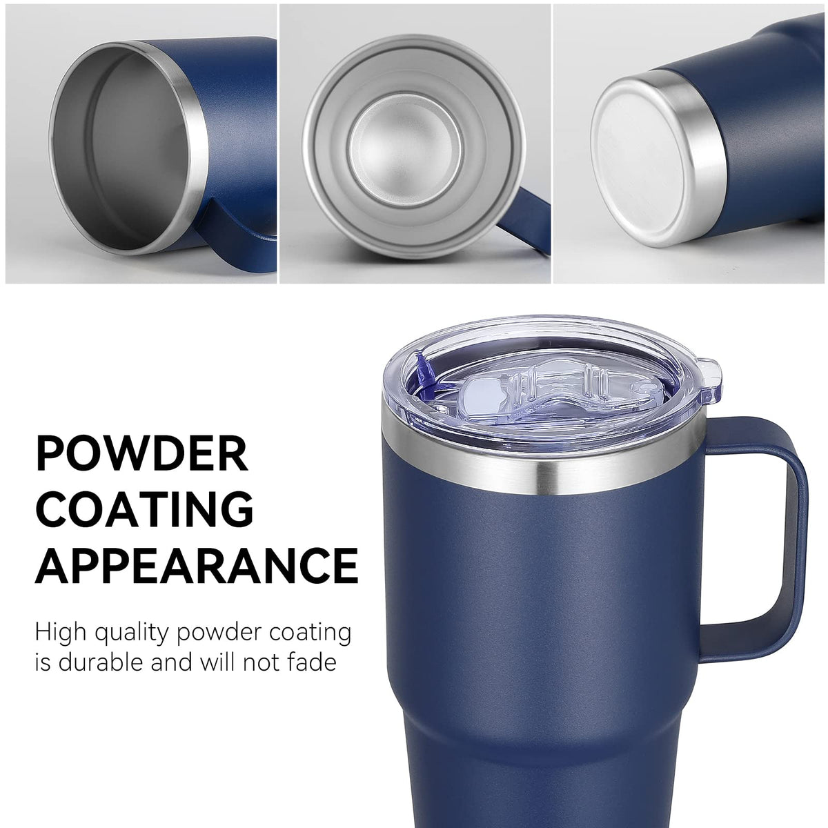 20 oz Stainless Steel Insulated Tumbler with Handle Lid and Straw I5235