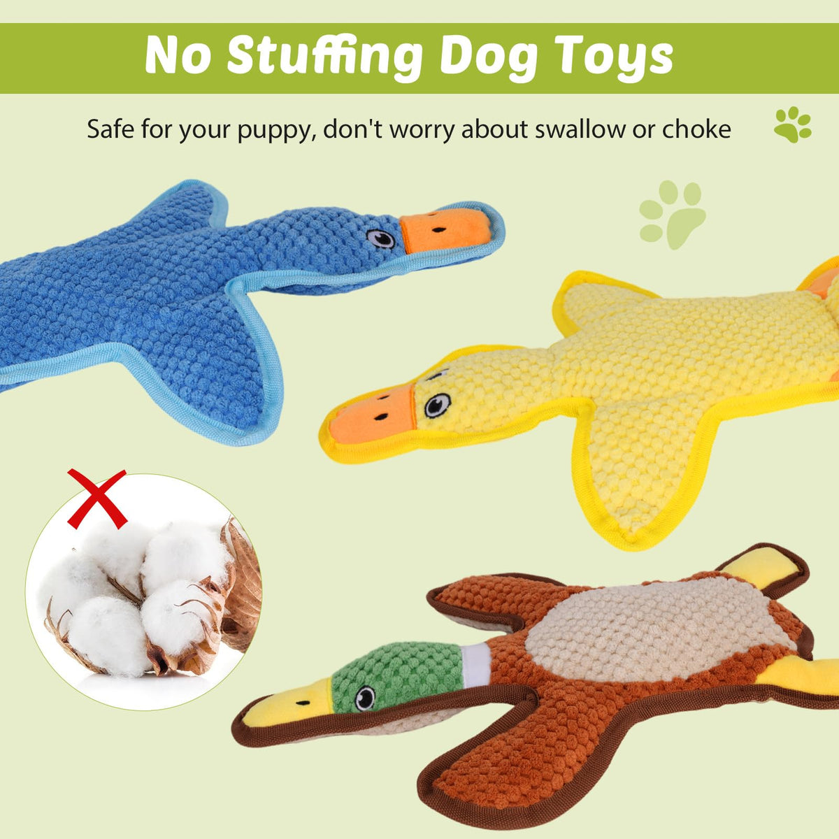 3-Pack No-Stuffing Squeaky Crinkle Dog Chew Toy M1528
