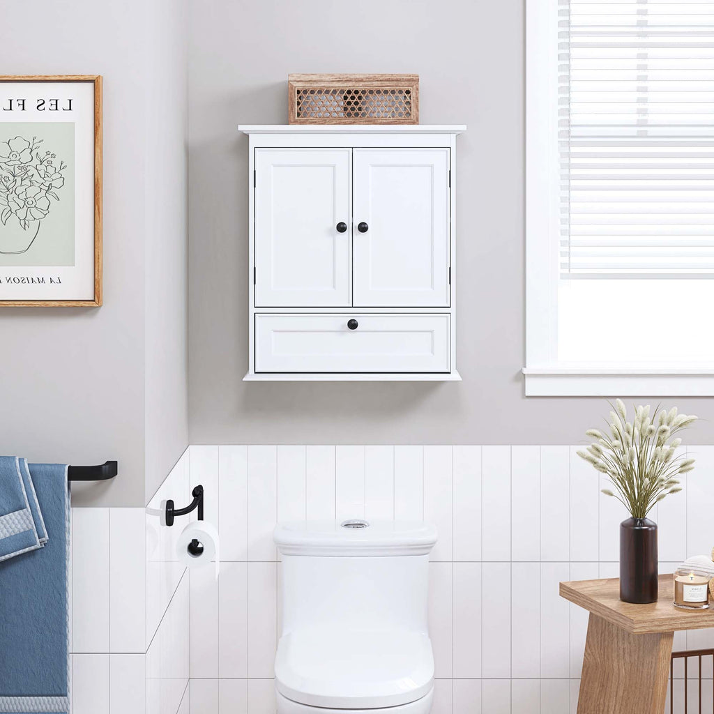 White Bathroom Wall Cabinet with Doors Z414