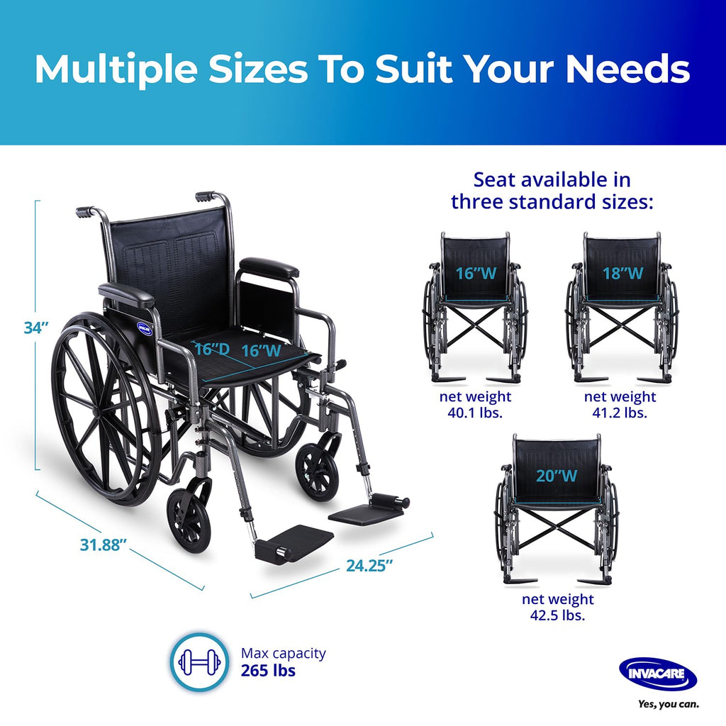 Portable Folding Lightweight Manual Wheelchair 18 Inch Seat K923