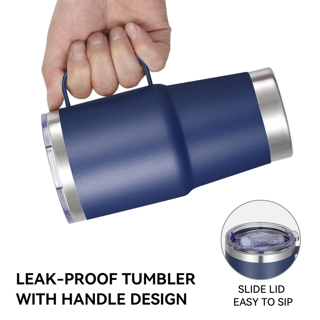 20 oz Stainless Steel Insulated Tumbler with Handle Lid and Straw I5235