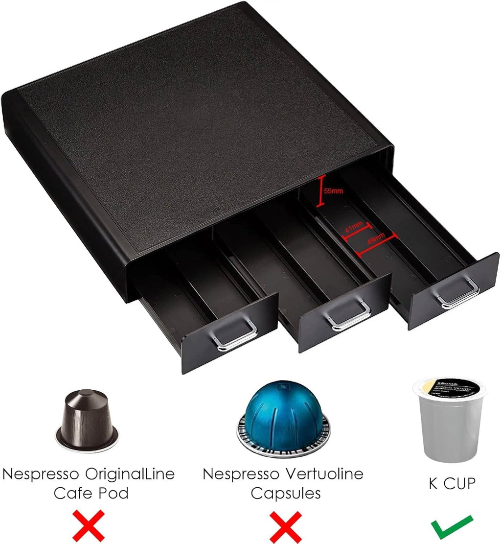 Black 36 Pod Capacity 3 Drawer Coffee Pod Storage Drawer R32118
