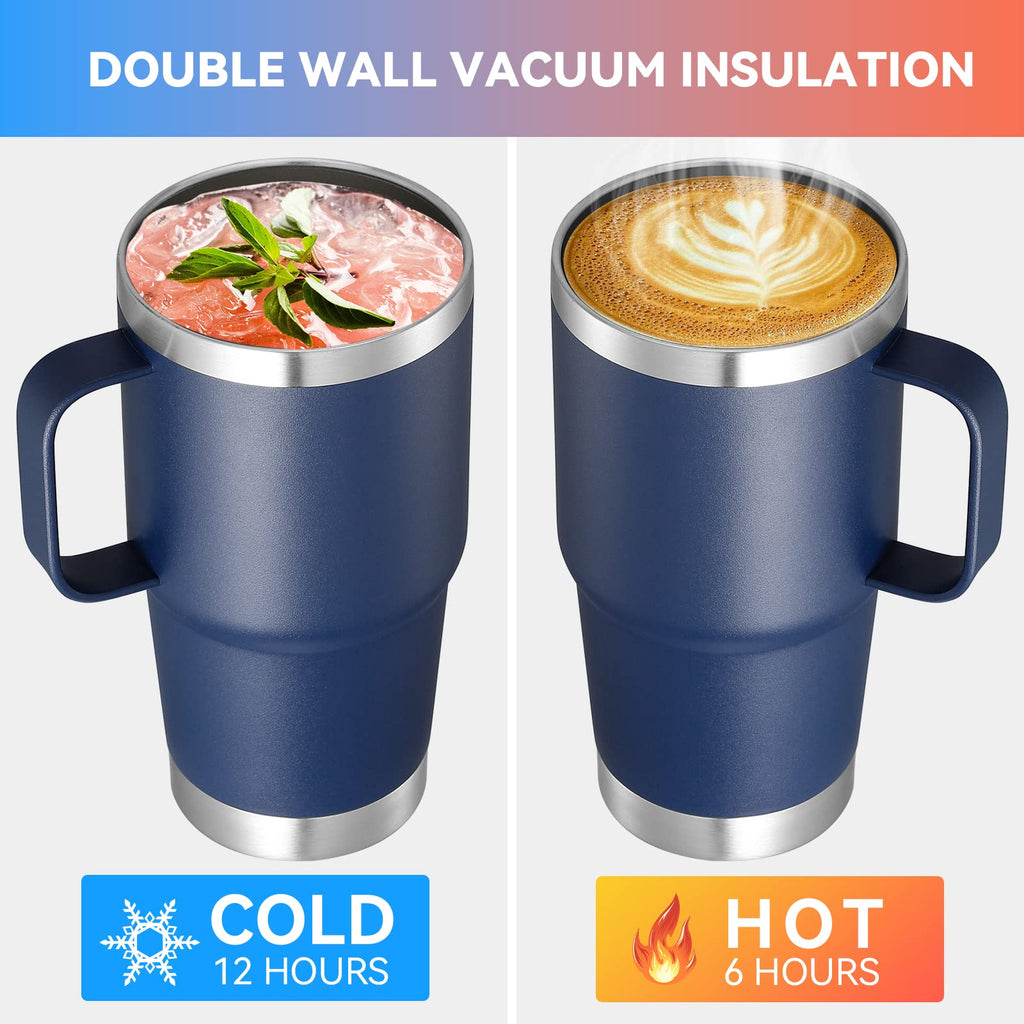 20 oz Stainless Steel Insulated Tumbler with Handle Lid and Straw I5235