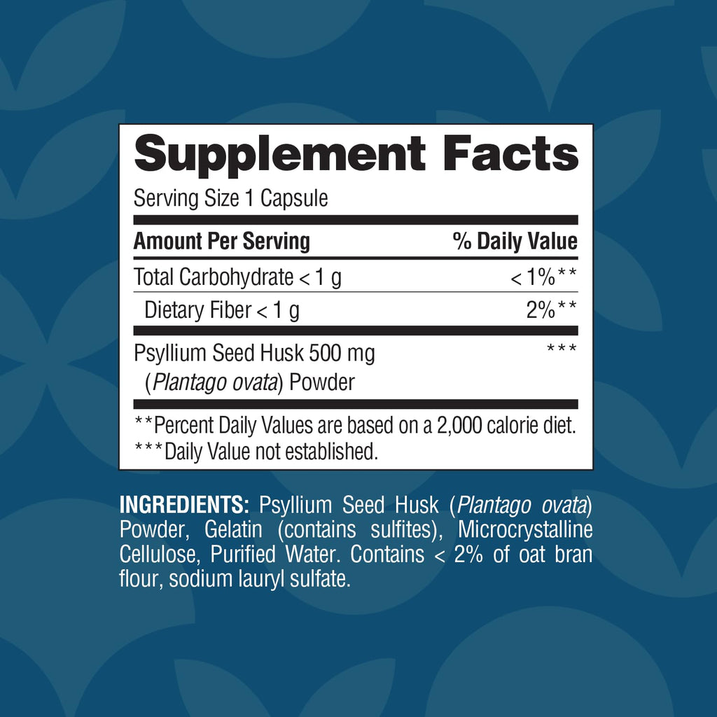 Psyllium Husk 500 mg Capsules 200 Count T44463