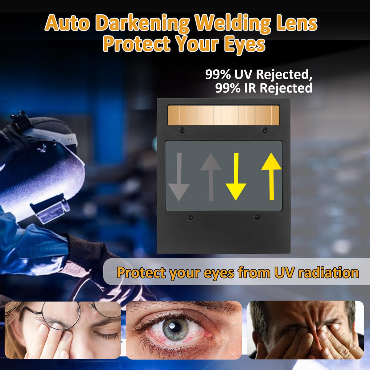 Auto Darkening Welding Lens 5.24" x 4.49" x 0.39" Shade 4/5-13 True Color Q486