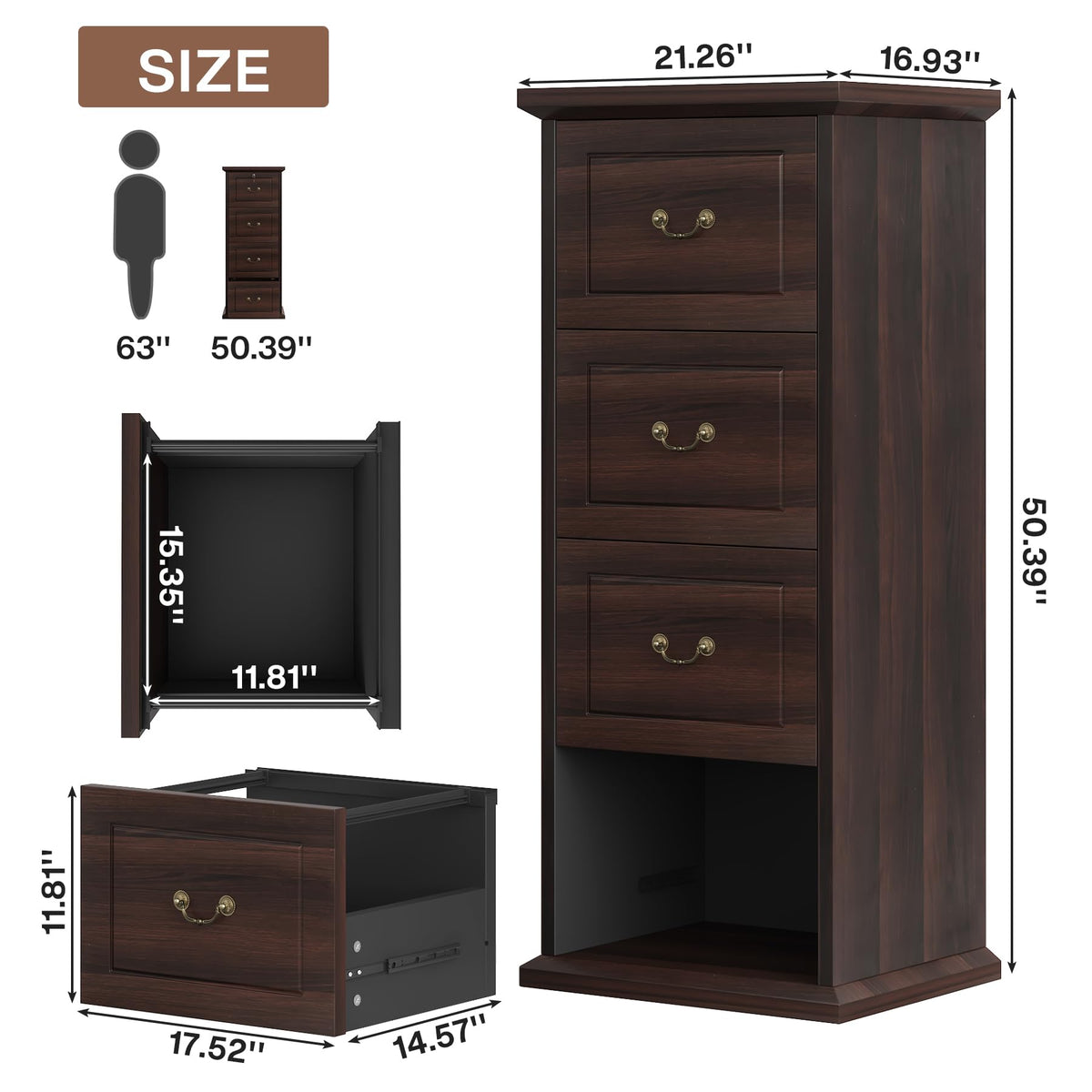 4 Drawer Dark Walnut File Cabinet K50959