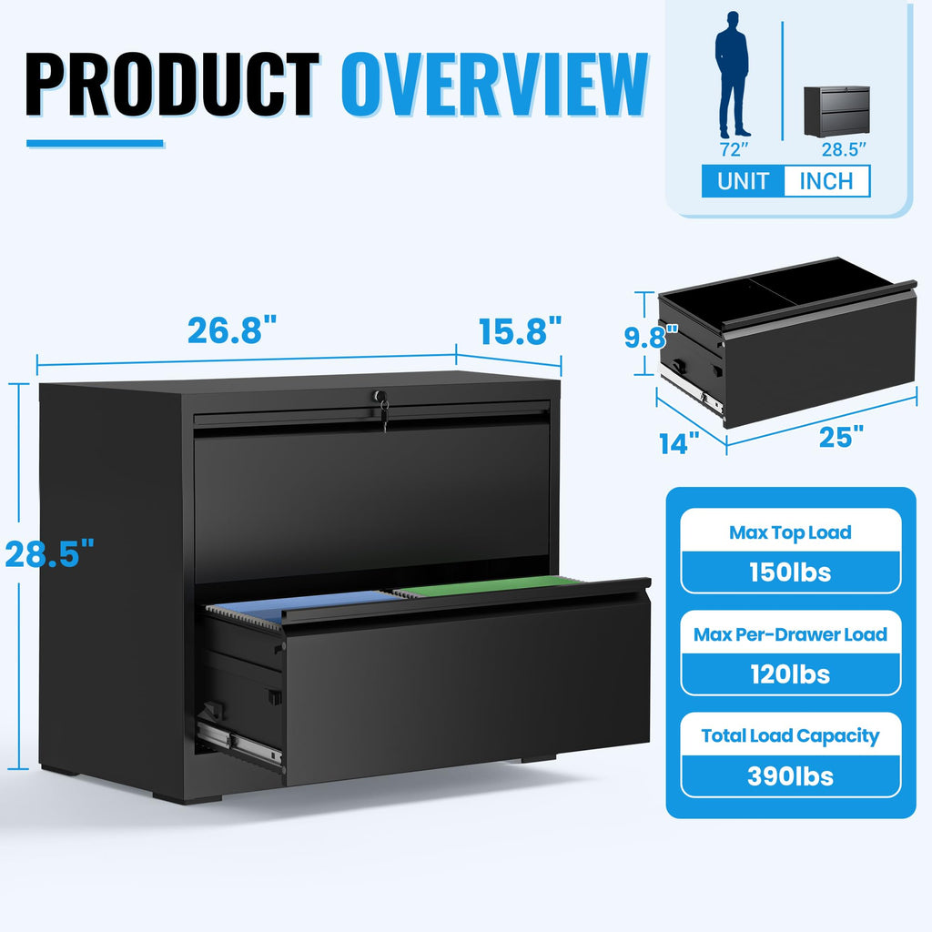 2 Drawer Metal File Cabinet with Lock Q20499